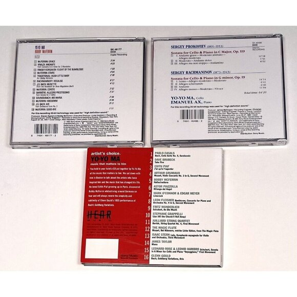 Lot 3 Yo-Yo Ma Classical CDs Cello Sonatas Hush Bobby McFerrin Artist's Choice - Picture 3 of 3